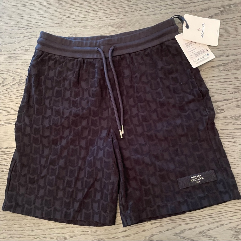 Authentic Moncler Terry Shorts, Men’s Size M, Dark Blue Archive 1952 Collection.